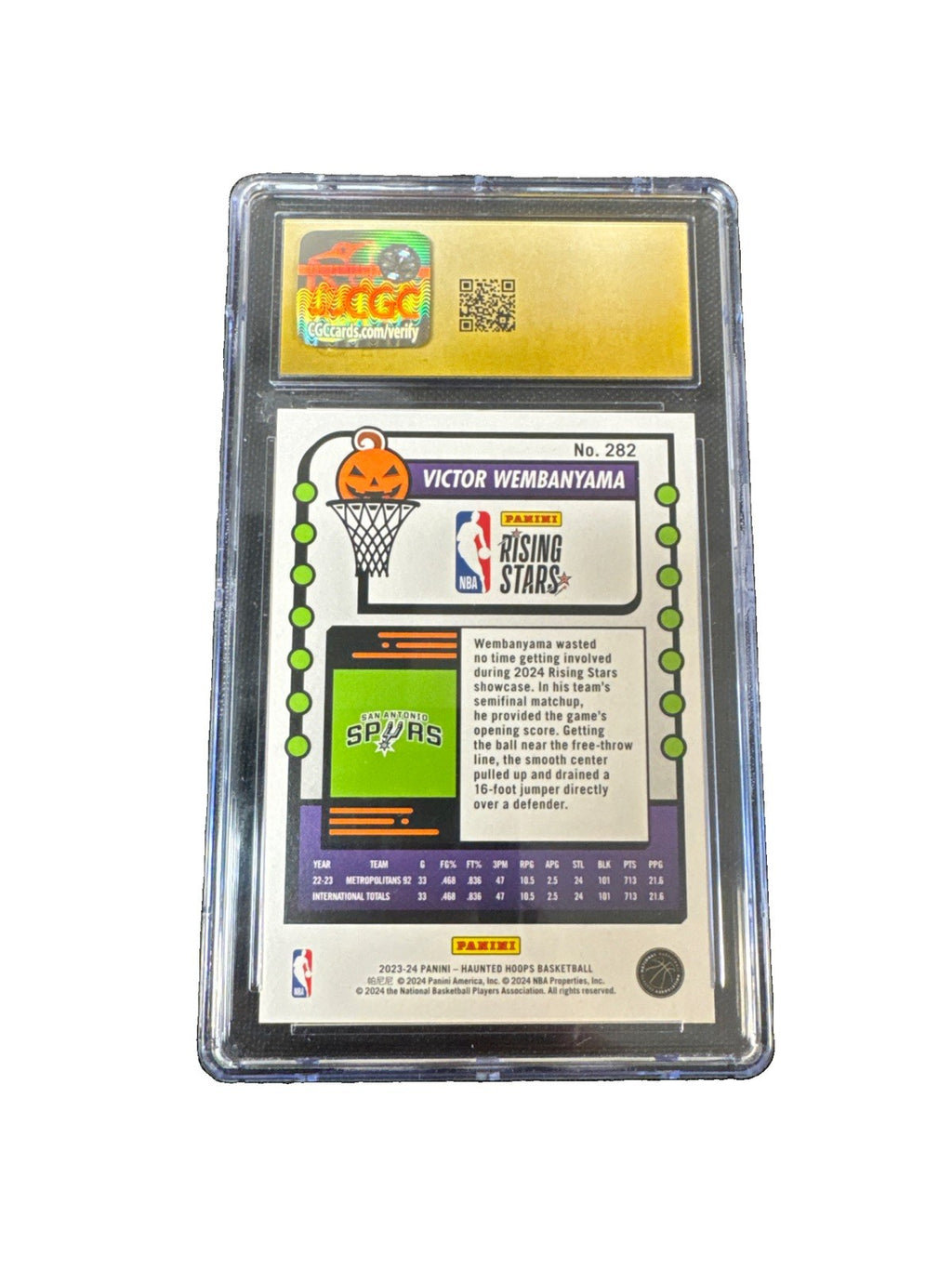 2023-24 Panini Haunted Hoops #282 Victor Wembanyama (RC) CGC 10