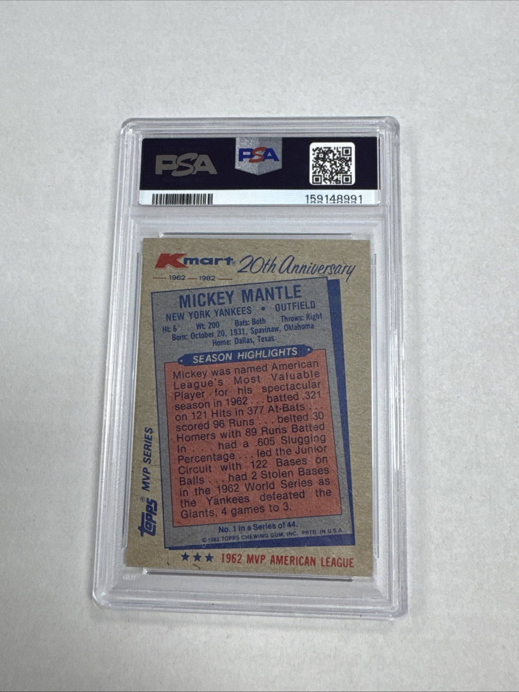 1982 Topps Kmart MVP Series - Mickey Mantle #1 PSA 6