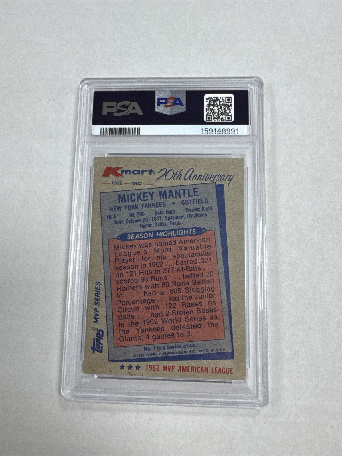 1982 Topps Kmart MVP Series - Mickey Mantle #1 PSA 6