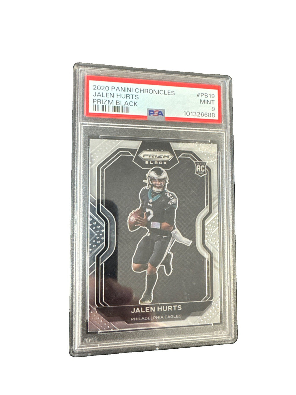 2020 Panini Chronicles - Prizm Black Jalen Hurts #PB-19 Silver (RC) PSA 9