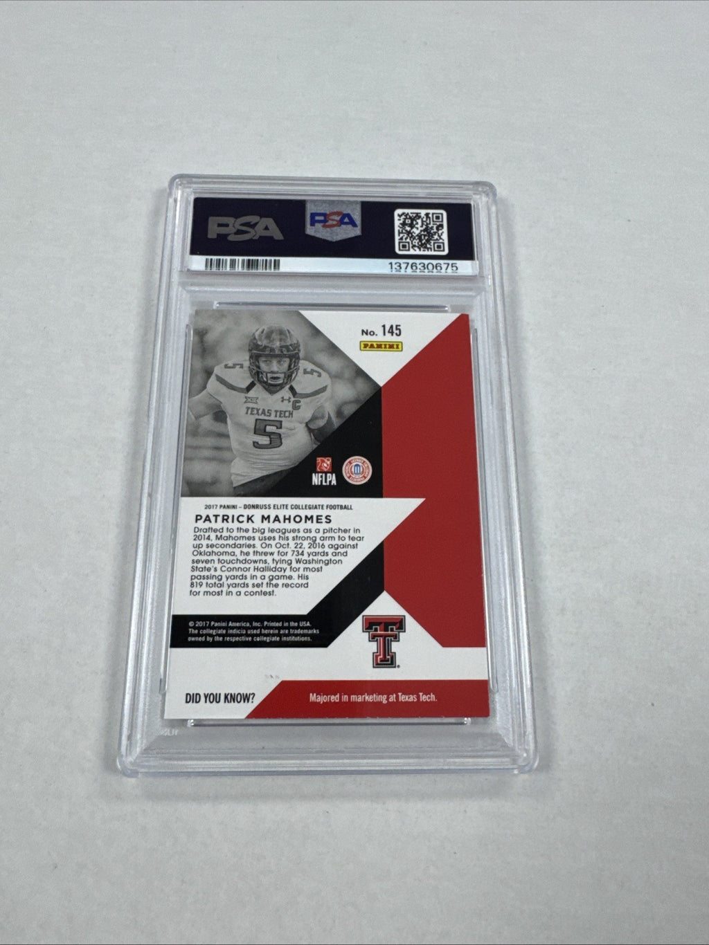 2017 Panini Elite Draft Picks - Draft Picks Patrick Mahomes II #145 (RC) PSA 9