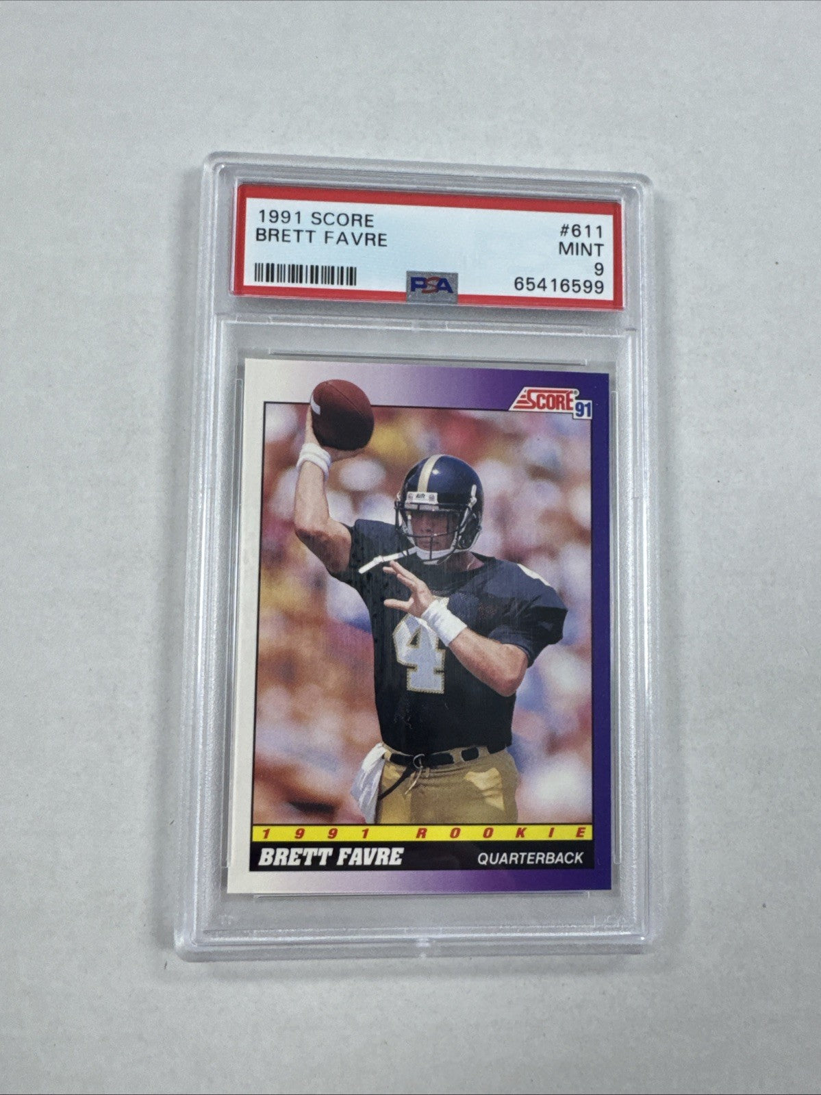 1991 Score - 1991 Rookie Brett Favre #611 (RC) PSA 9