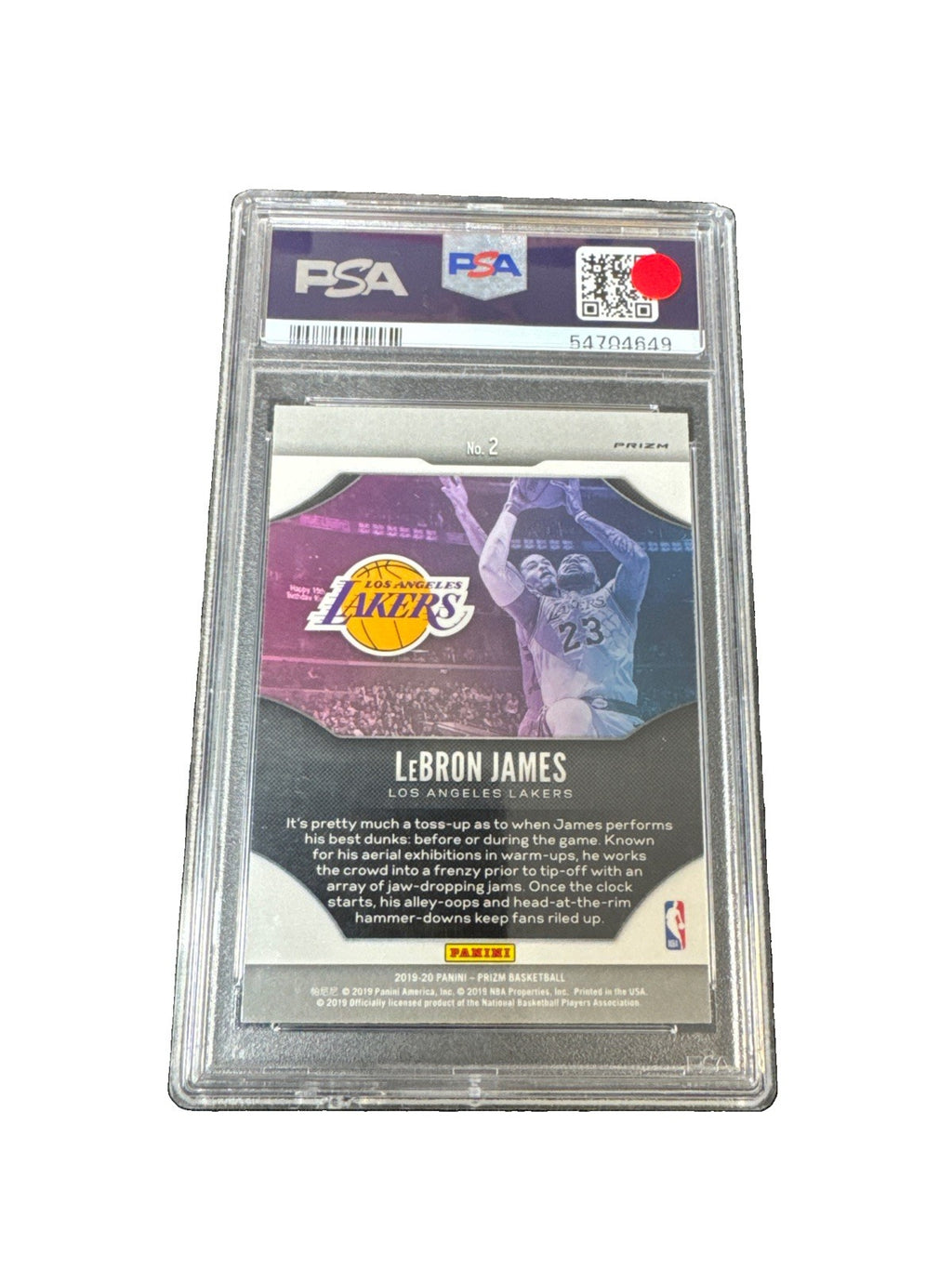 2019 Panini Prizm LeBron James Fireworks- Fast Break PSA 10