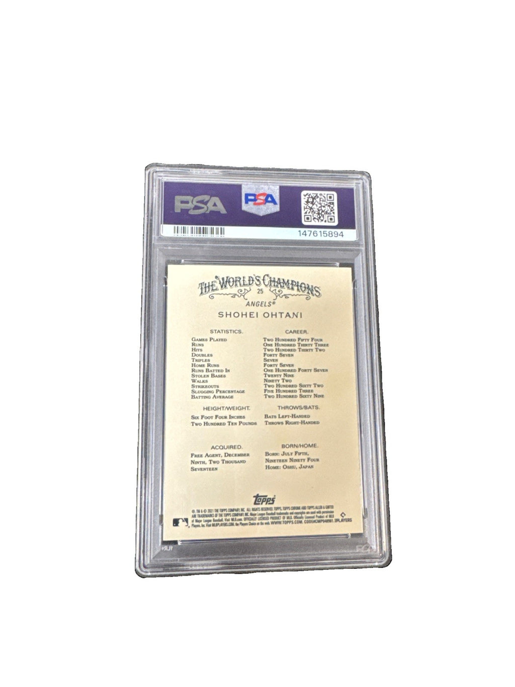 2021 Topps Allen & Ginter - Shohei Ohtani #25 PSA 9