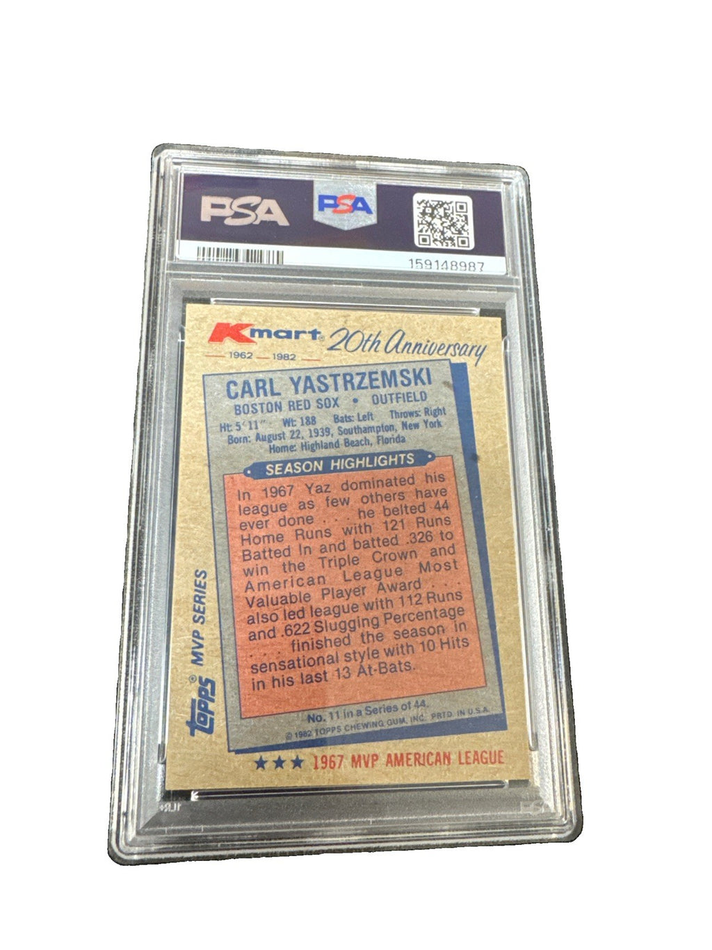 1982 Topps Kmart MVP Series - Carl Yastrzemski #11 PSA 8