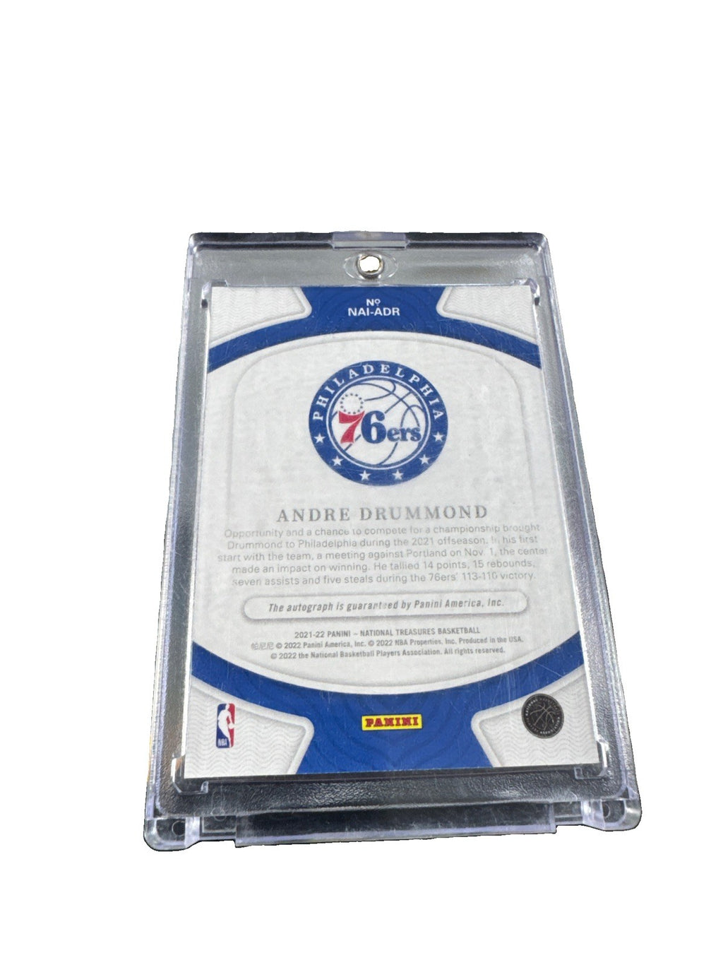 ANDRE DRUMMOND  2021-22 National Treasures ARCHIVES INK  Auto NT  /49 76ers