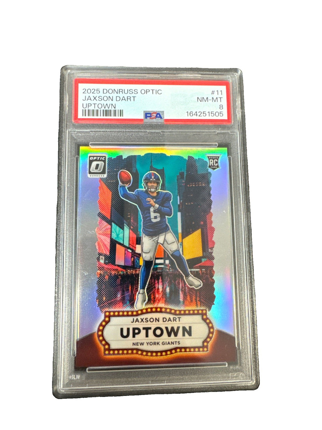 2025 Panini Donruss Optic - Uptowns Jaxson Dart #11 (RC) PSA 8