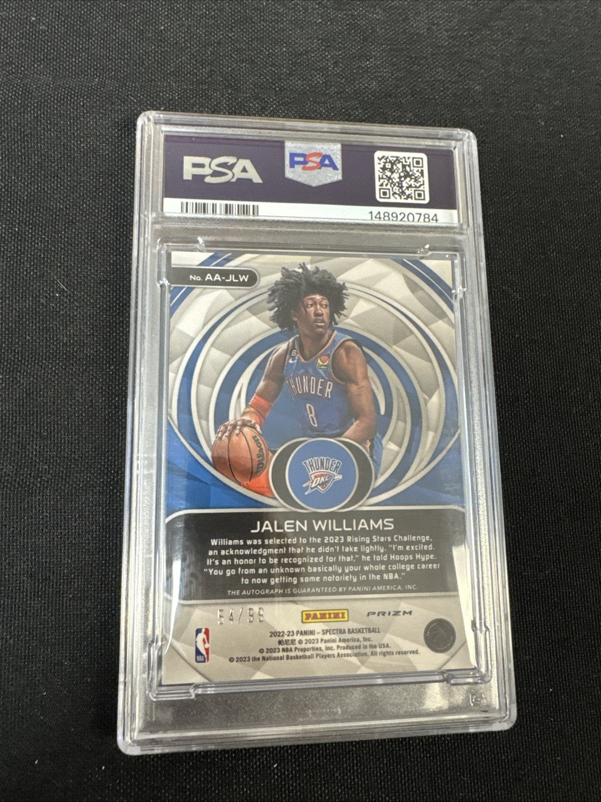 2022 Spectra Jalen Williams Aspiring Autograph /99 PSA 10