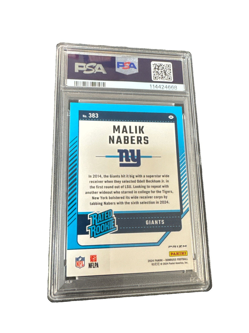 2024 Donruss Malik Nabers Optic Preview-Red Pandora PSA 10
