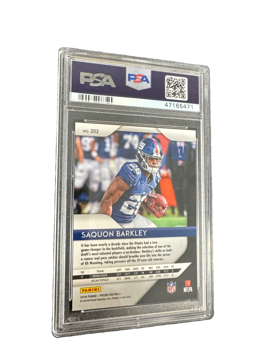 2018 Panini Prizm - Rookie Saquon Barkley #202 (RC) PSA 10