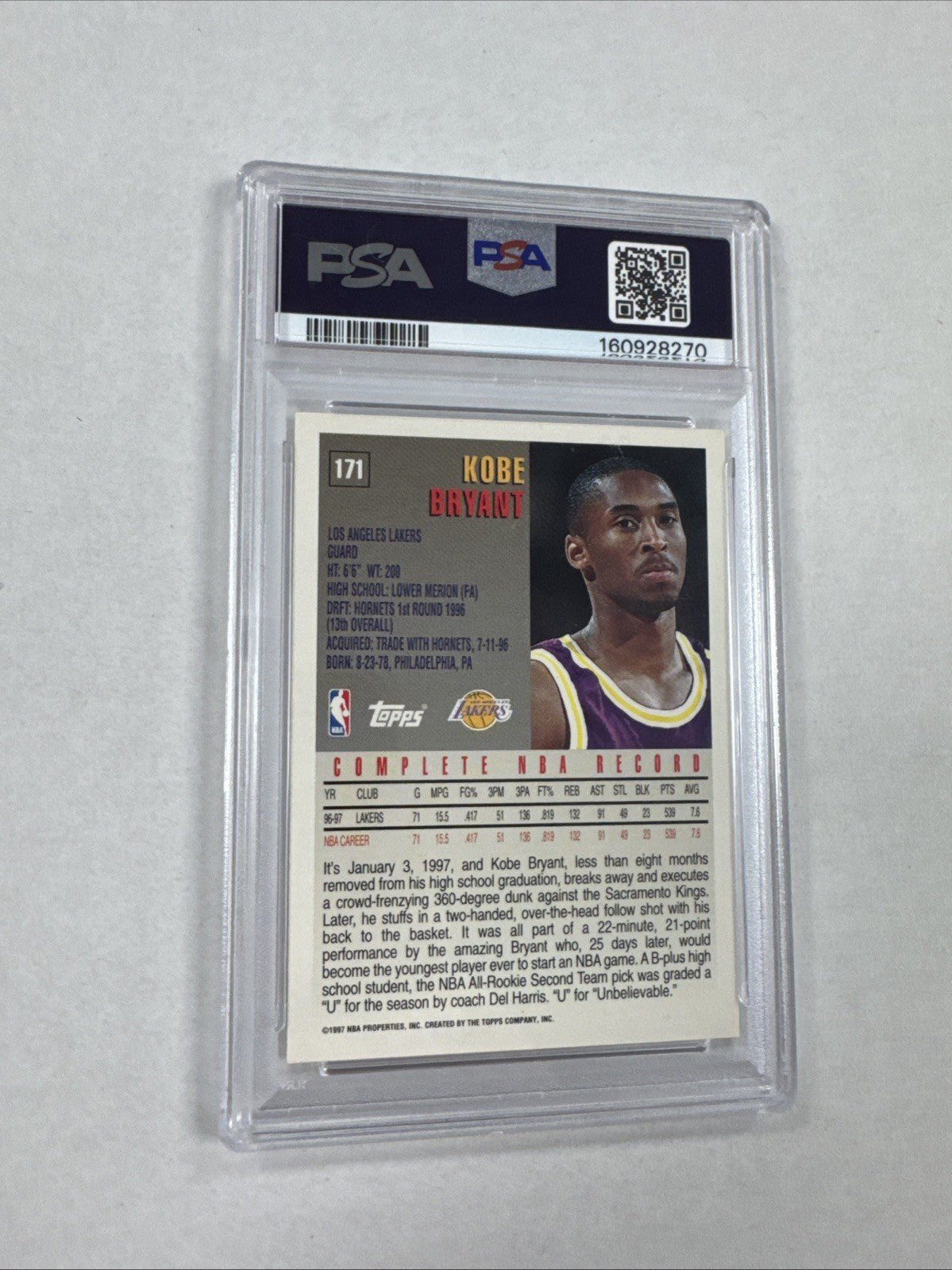 1997-98 Topps - Kobe Bryant #171 PSA 9