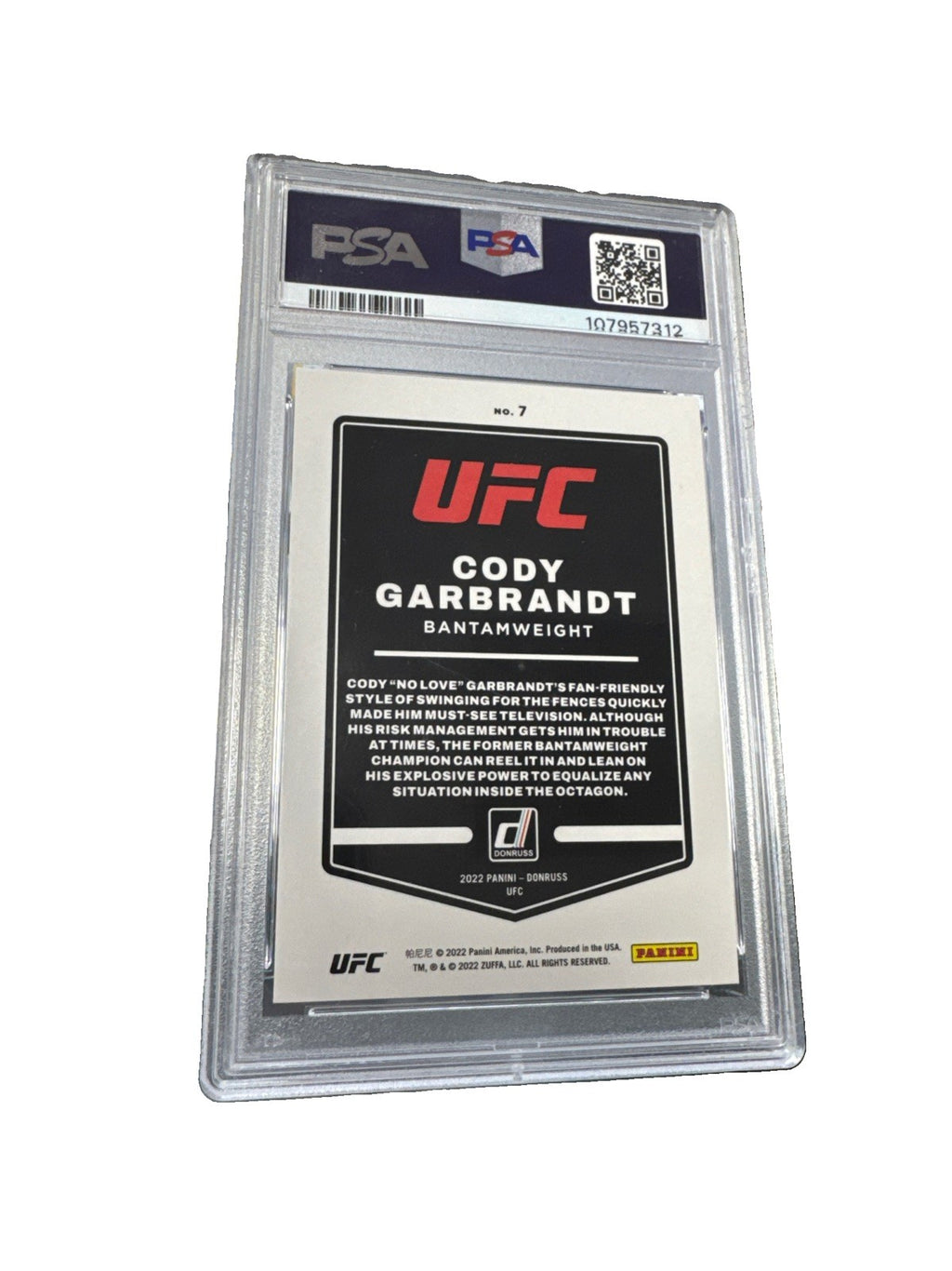 2022 Donruss UFC Cody Garbrandt Holo Teal Laser /25 PSA 9