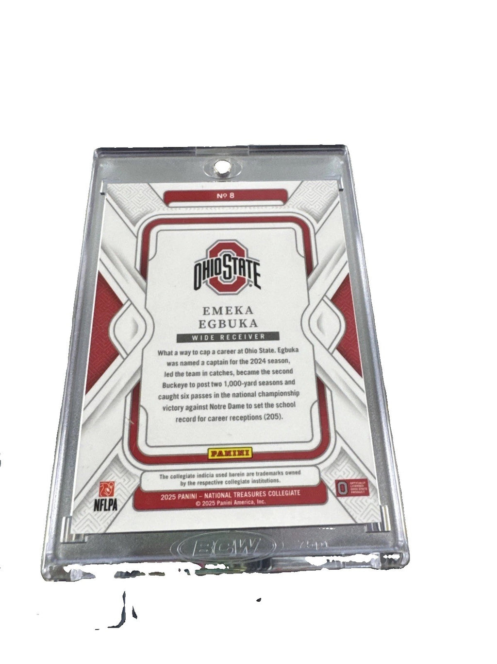 2025 Panini National Treasures Collegiate - Emeka Egbuka #8 Red /50 (RC)