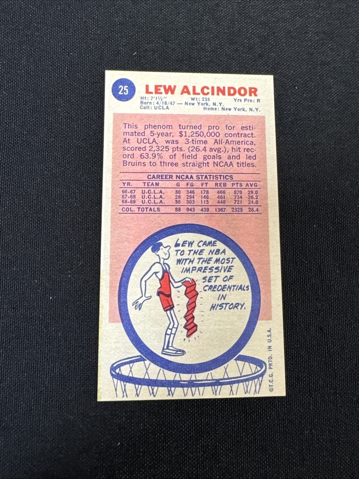1969-70 Topps - Lew Aclindor (Kareem Abdul-Jabbar) #25 (RC)