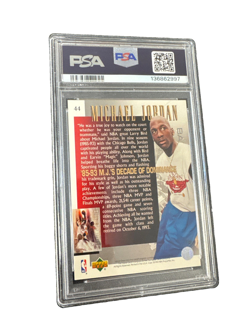 1994 UD Jordan Heroes Michael Jordan ‘85-93 Decade Dominance PSA 6