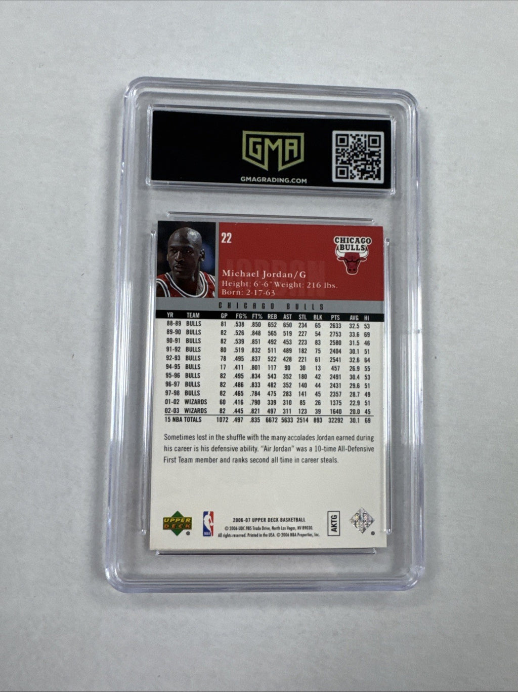 2008 upper deck michael jordan #22 GMA 9
