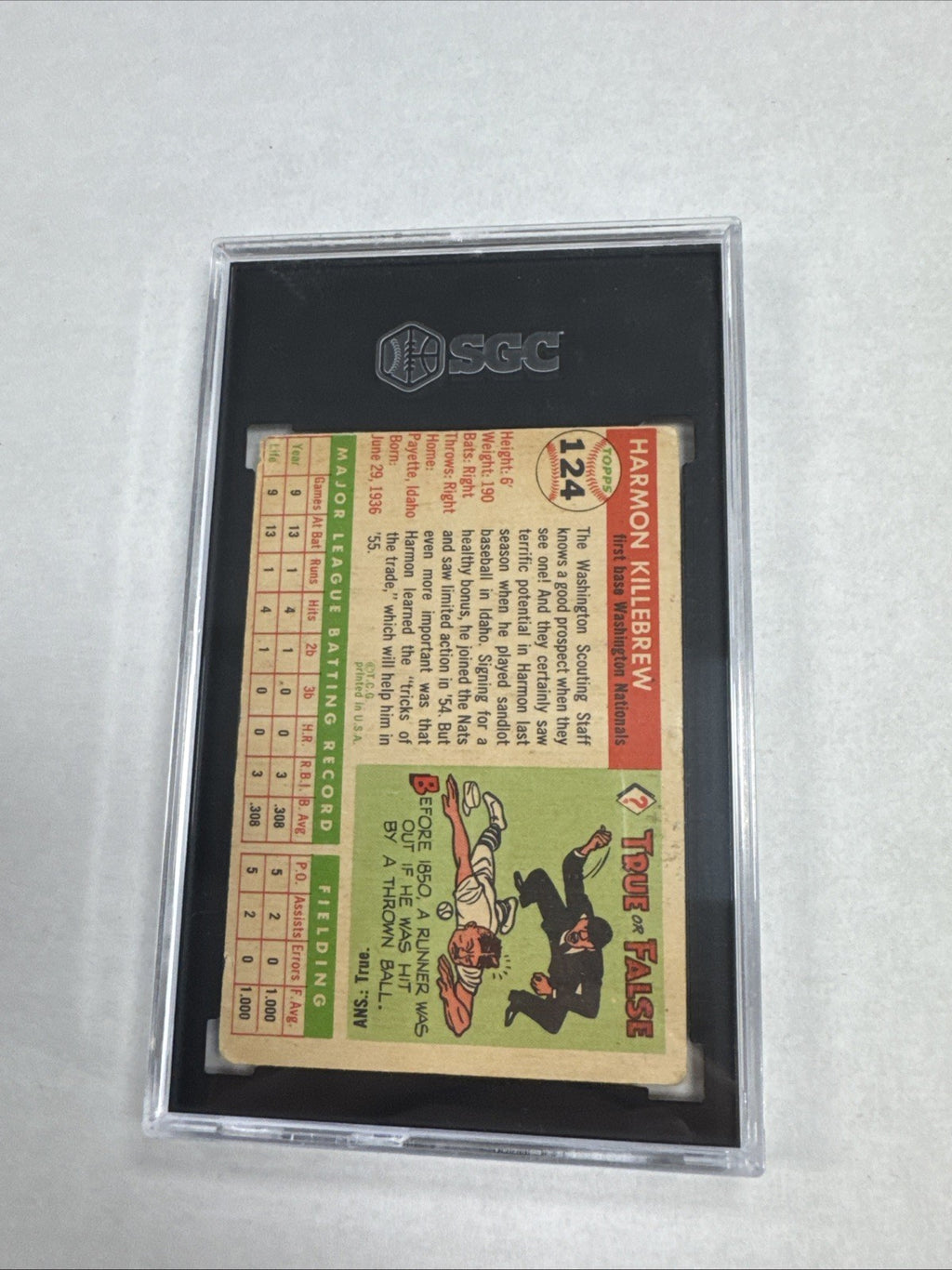 1955 Topps - Harmon Killebrew #124 (RC) SGC 1.5
