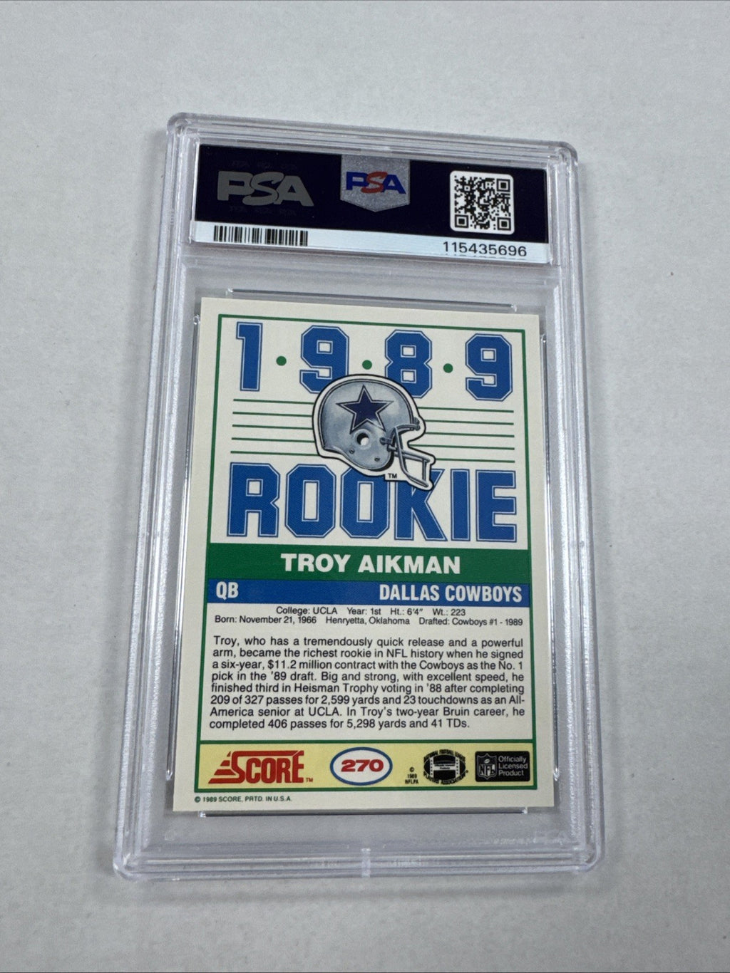 1989 Score - 1989 Rookie Troy Aikman #270 (RC) PSA 10