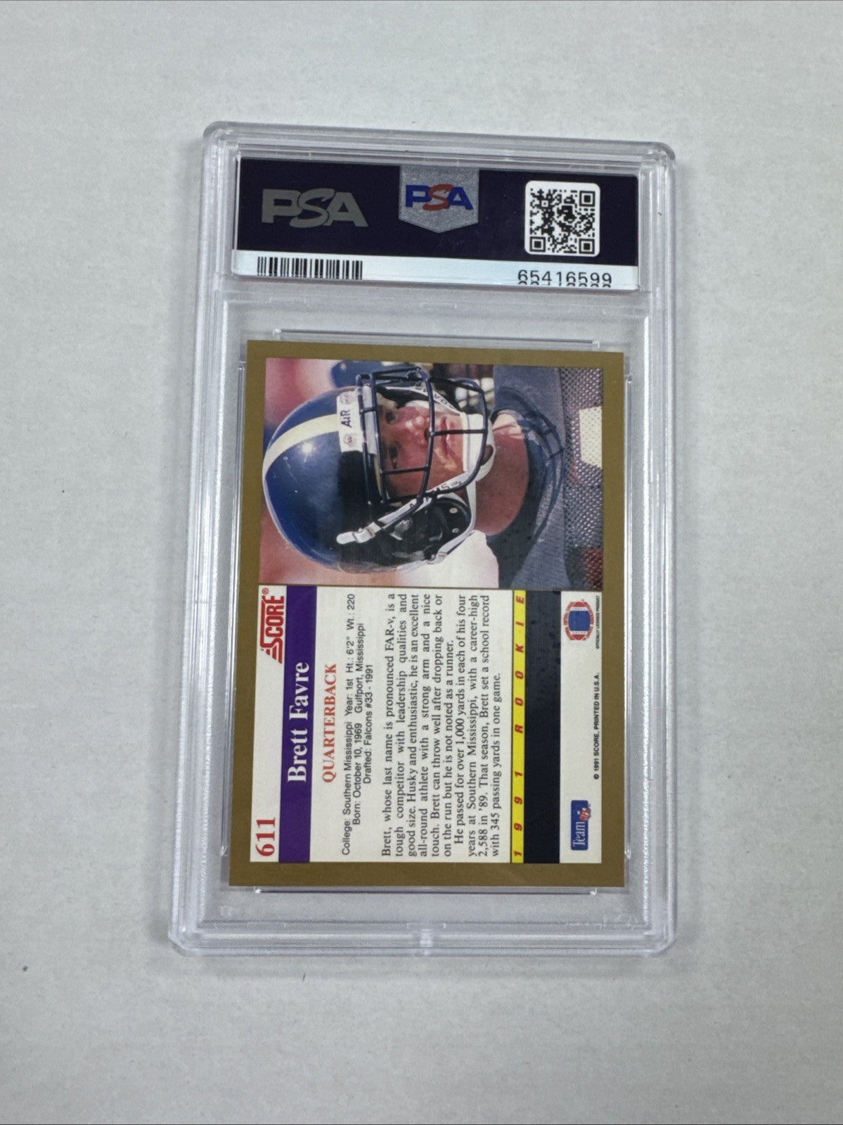 1991 Score - 1991 Rookie Brett Favre #611 (RC) PSA 9