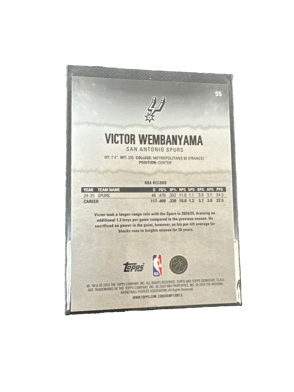 2025-26 Topps Signature Class Victor Wembanyama #55