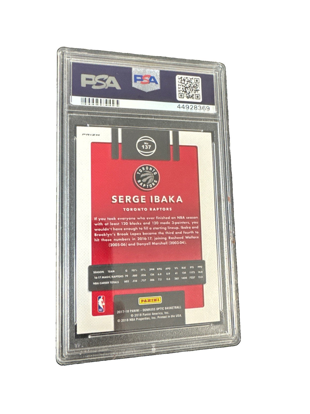 2017 Panini Donruss Optic Serge Ibaka Blue Velocity PSA 10