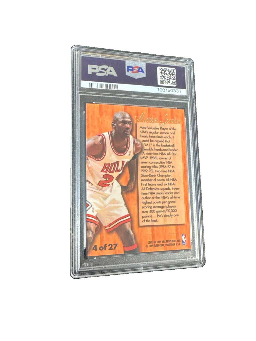 1995-96 Fleer - Flair Hardwood Leader Michael Jordan #4 PSA 8