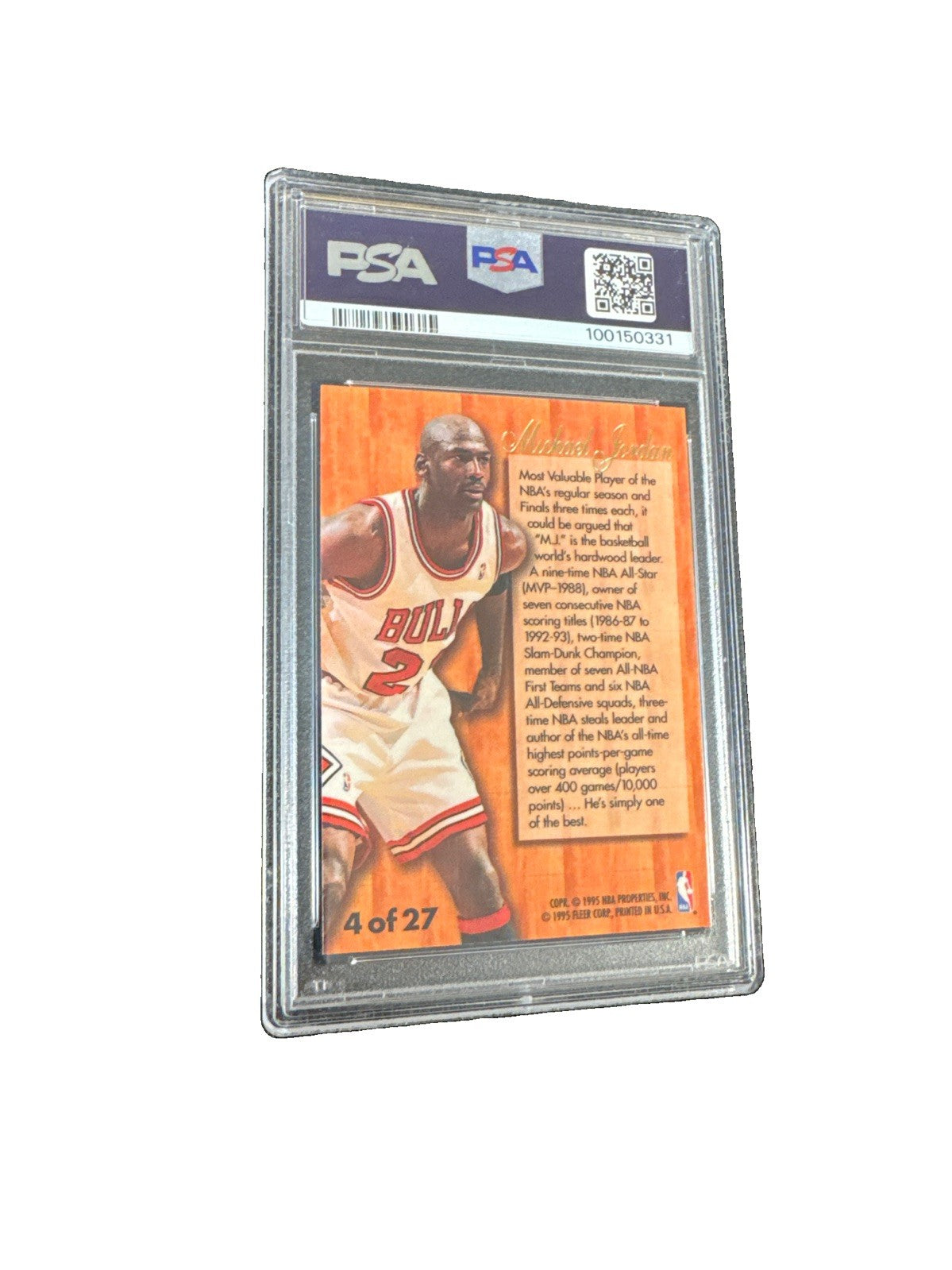 1995-96 Fleer - Flair Hardwood Leader Michael Jordan #4 PSA 8