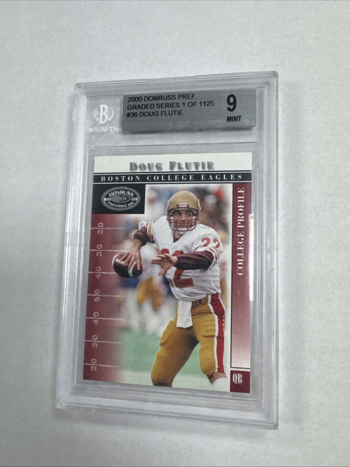 2000 Donruss Preferred QBC - College Profile Doug Flutie #36 Graded Series /1125