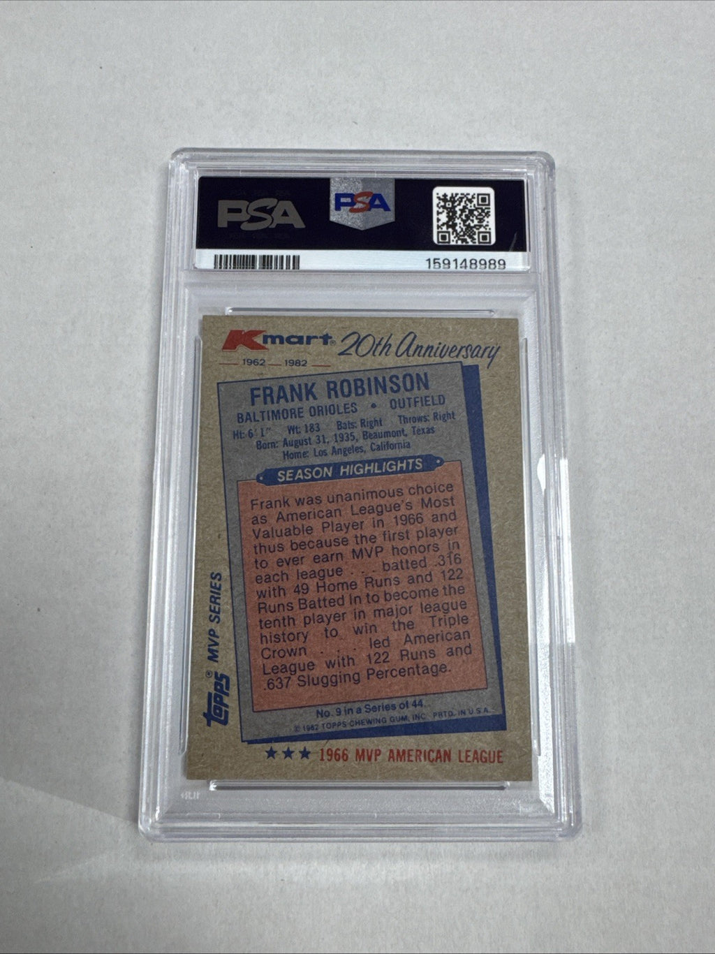 1982 Topps Kmart MVP Series - Frank Robinson #9 PSA 7