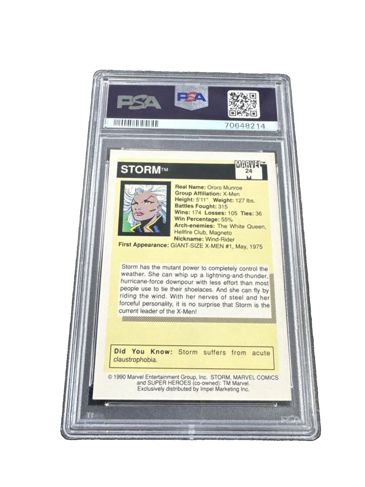 1990 Marvel Universe Storm #24 PSA 9