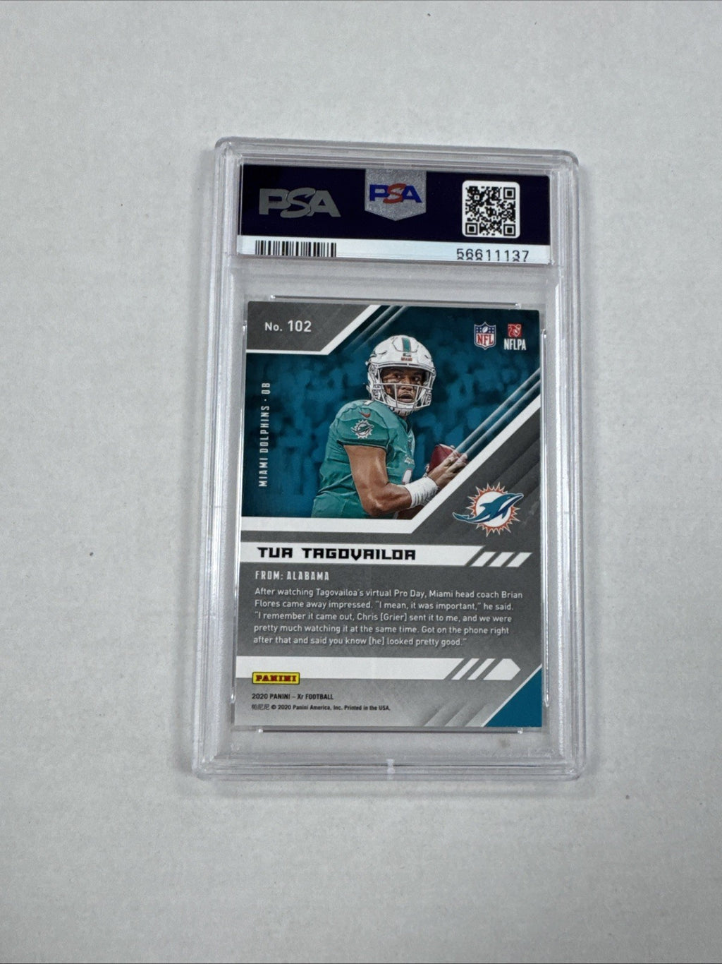 2020 Panini XR - Rookie Tua Tagovailoa #102 (RC) PSA 9