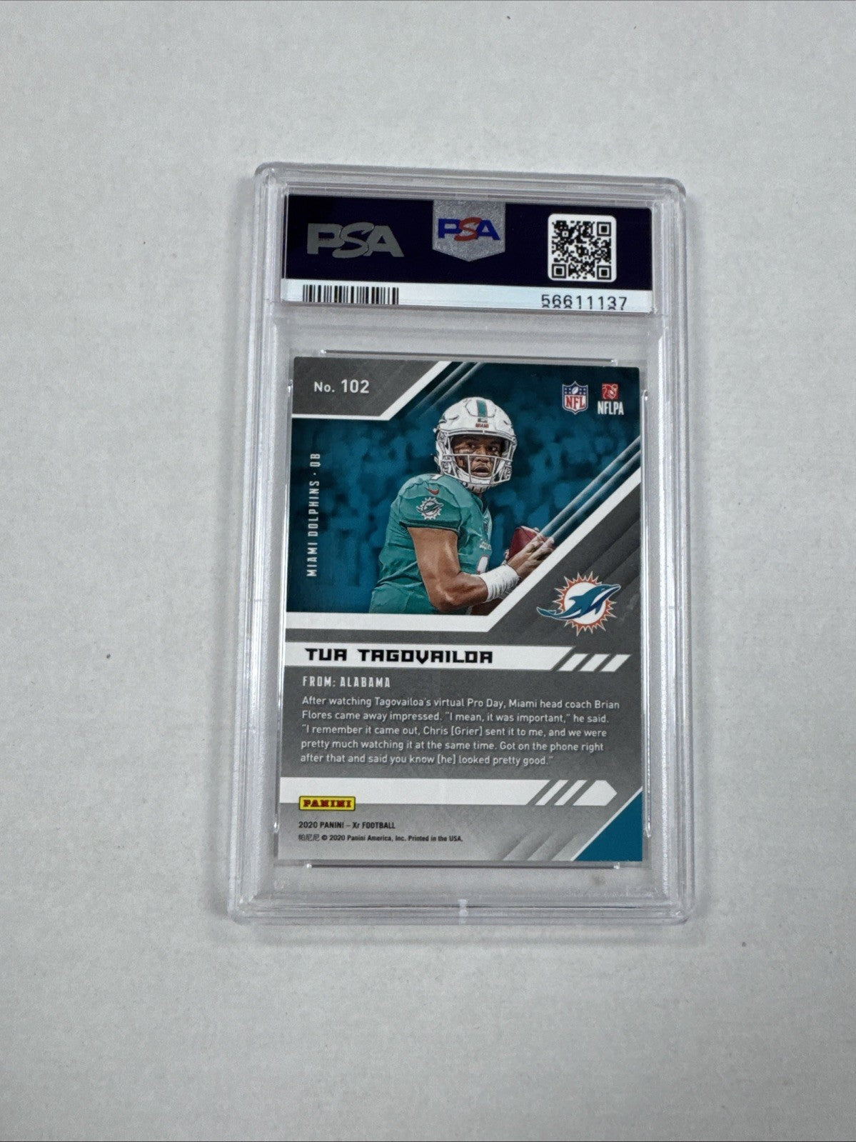 2020 Panini XR - Rookie Tua Tagovailoa #102 (RC) PSA 9