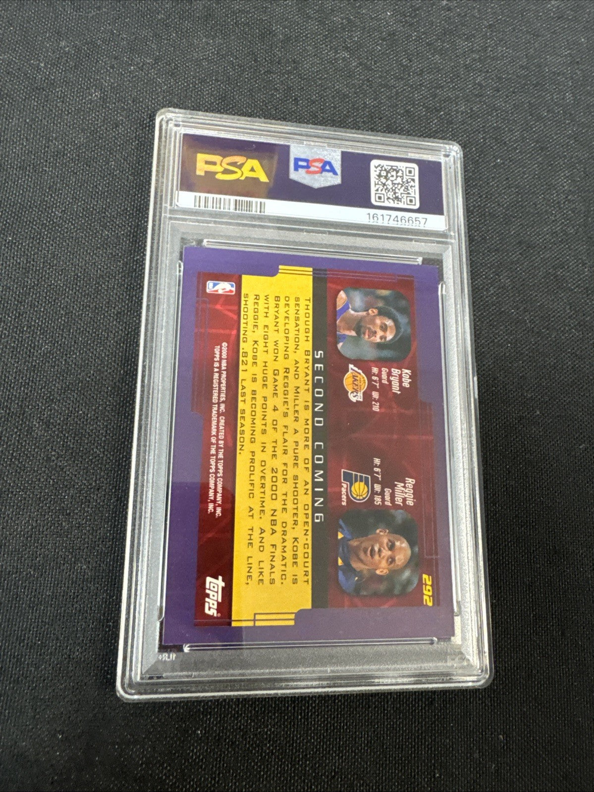 2000-01 Topps - Second Coming Kobe Bryant, Reggie Miller #292 PSA 7
