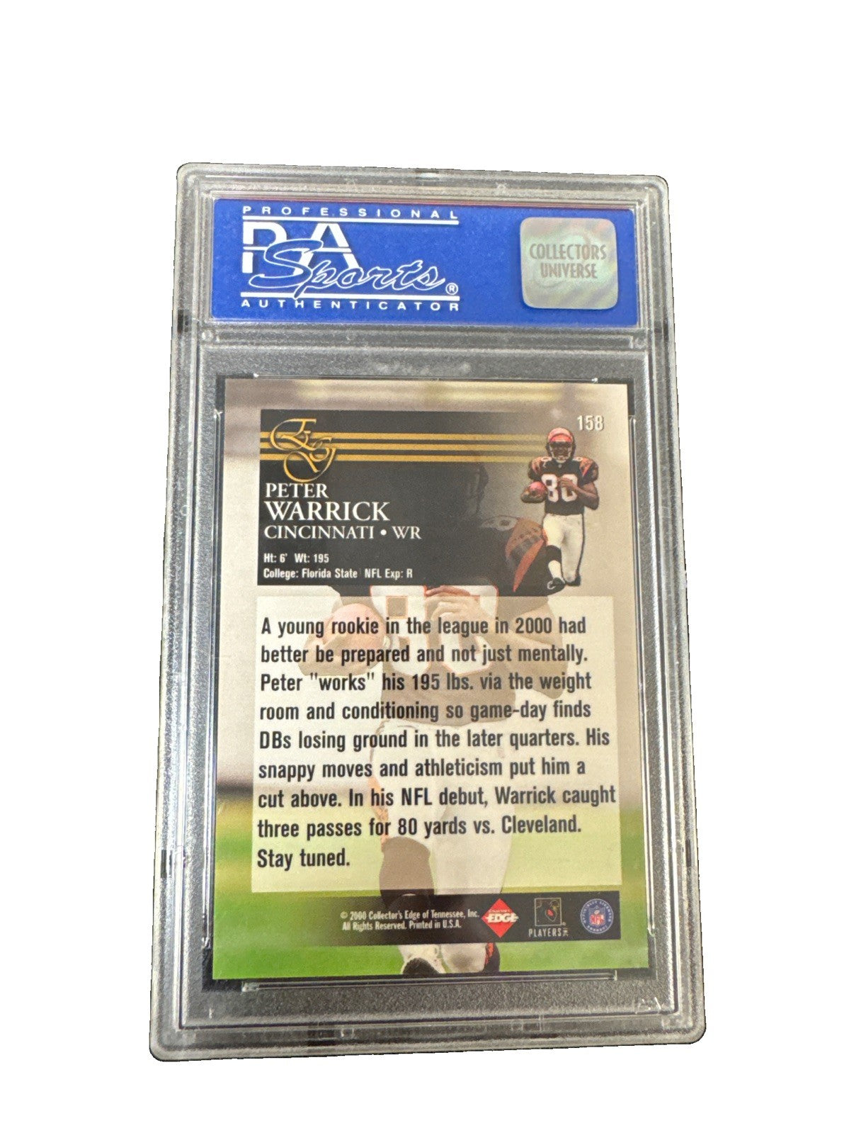 2000 Collector's Edge Graded - Peter Warrick #158 (RC) PSA 9