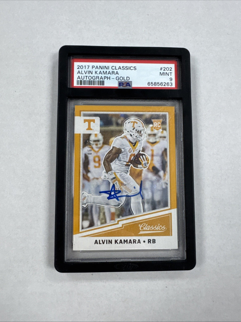2017 Panini Classics Alvin Kamara Autograph Gold /49 PSA 9