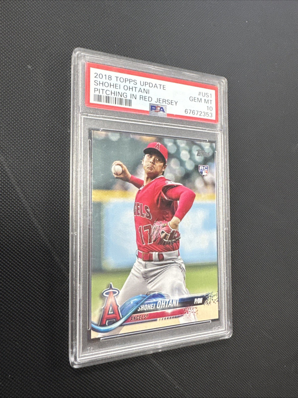 2018 Topps Update Series - Shohei Ohtani #US1 Pitching, Red Jersey (RC) PSA 10