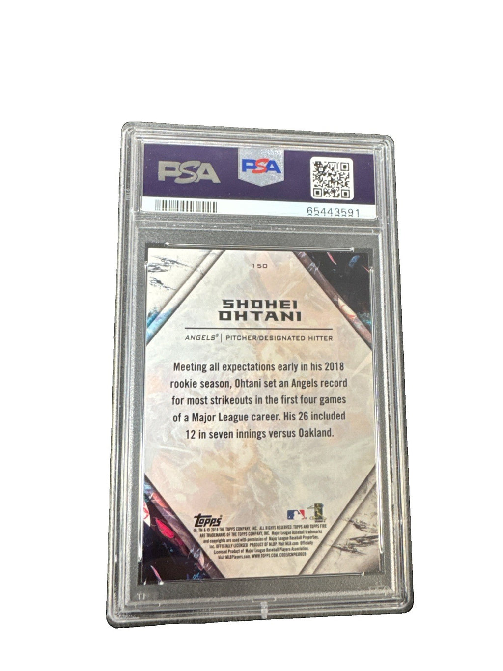 2018 Topps Fire - Shohei Ohtani #150 (RC) PSA 9