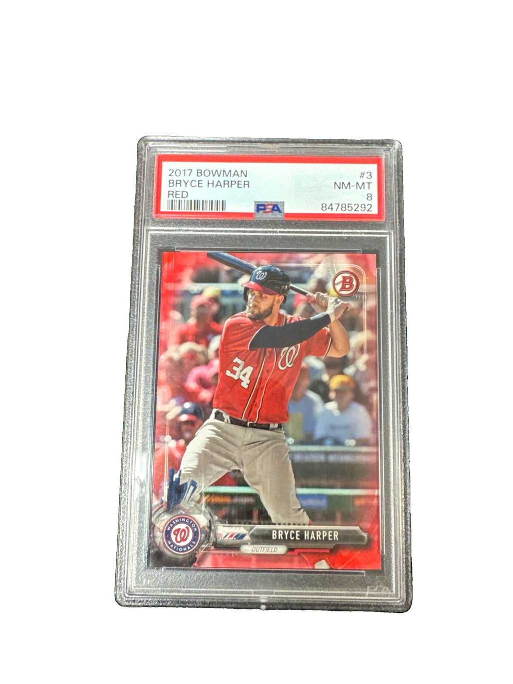 2017 Bowman Bryce Harper Red /5 PSA 8