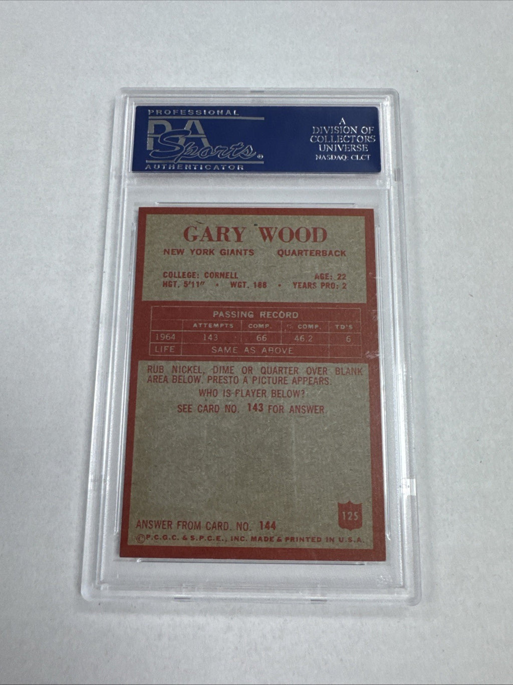 1965 Philadelphia - Gary Wood #125 (RC) PSA 7