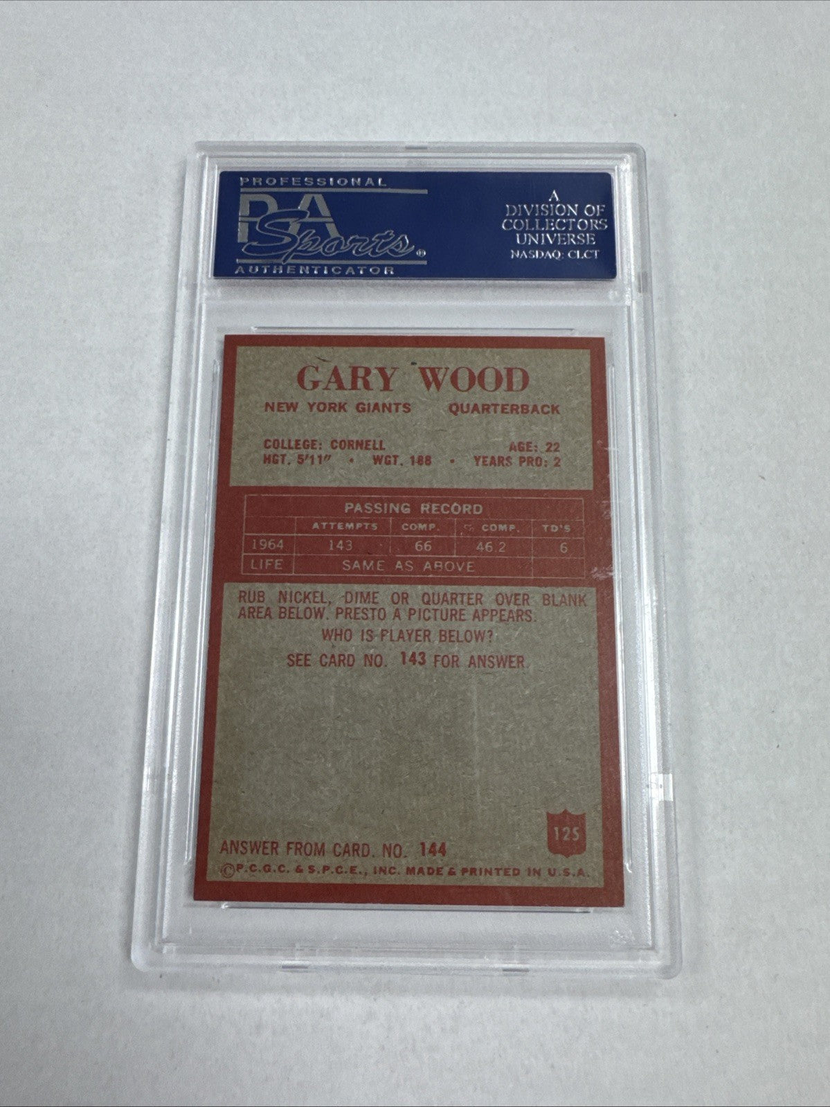 1965 Philadelphia - Gary Wood #125 (RC) PSA 7