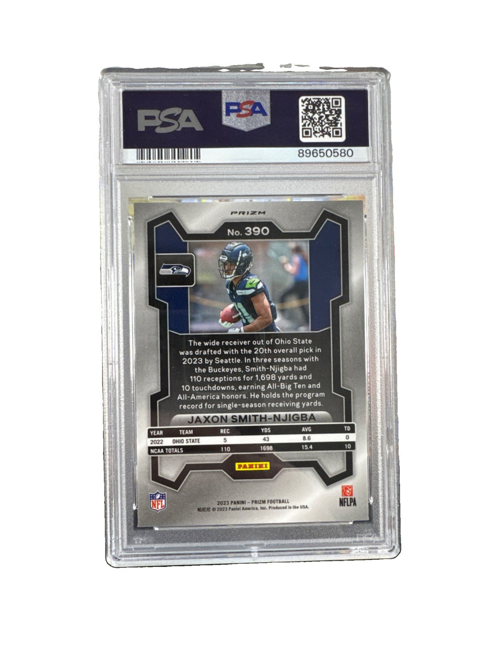 2023 Panini Prizm - Jaxon Smith-Njigba #390 Silver Prizm (RC) PSA 9