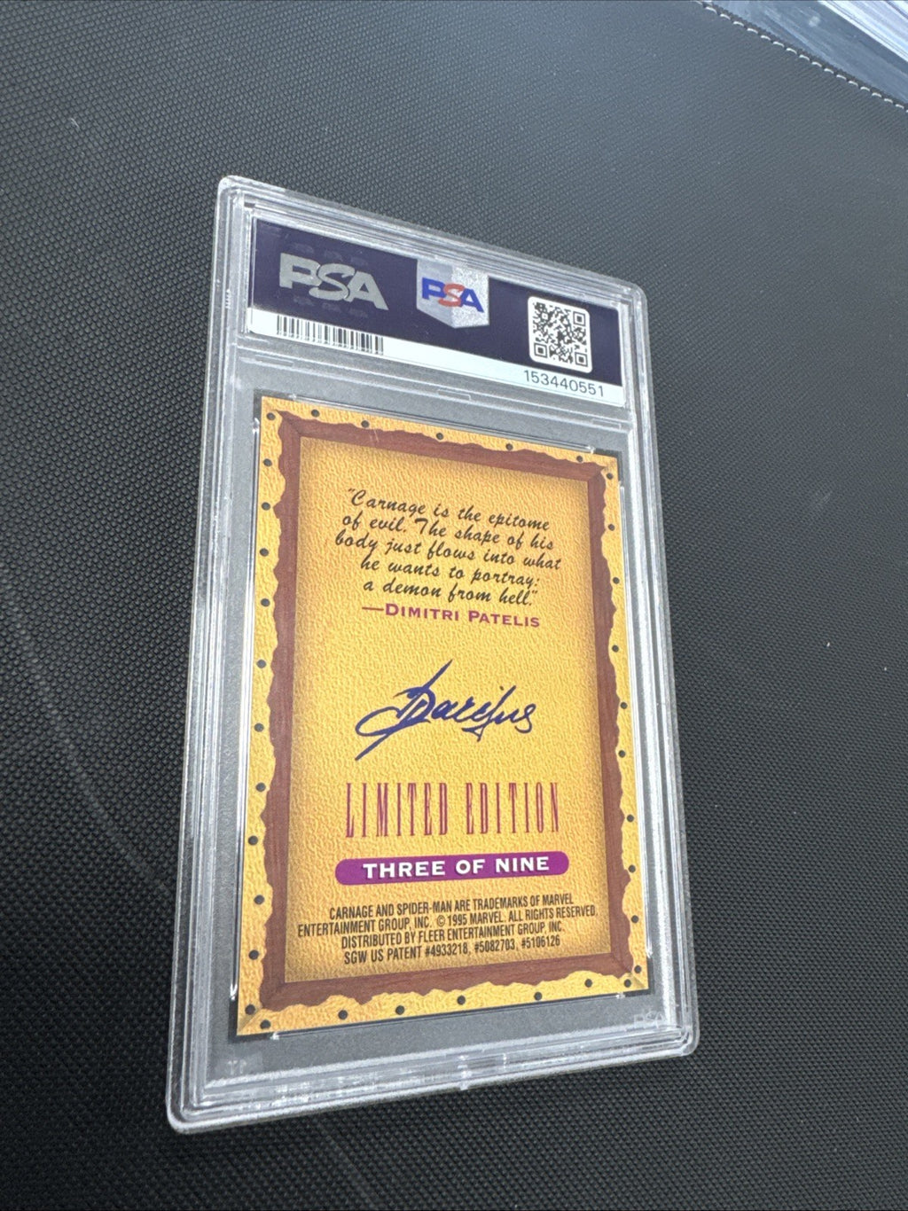 1995 Fleer Ultra Spider-Man #3 Carnage Masterpieces PSA 6