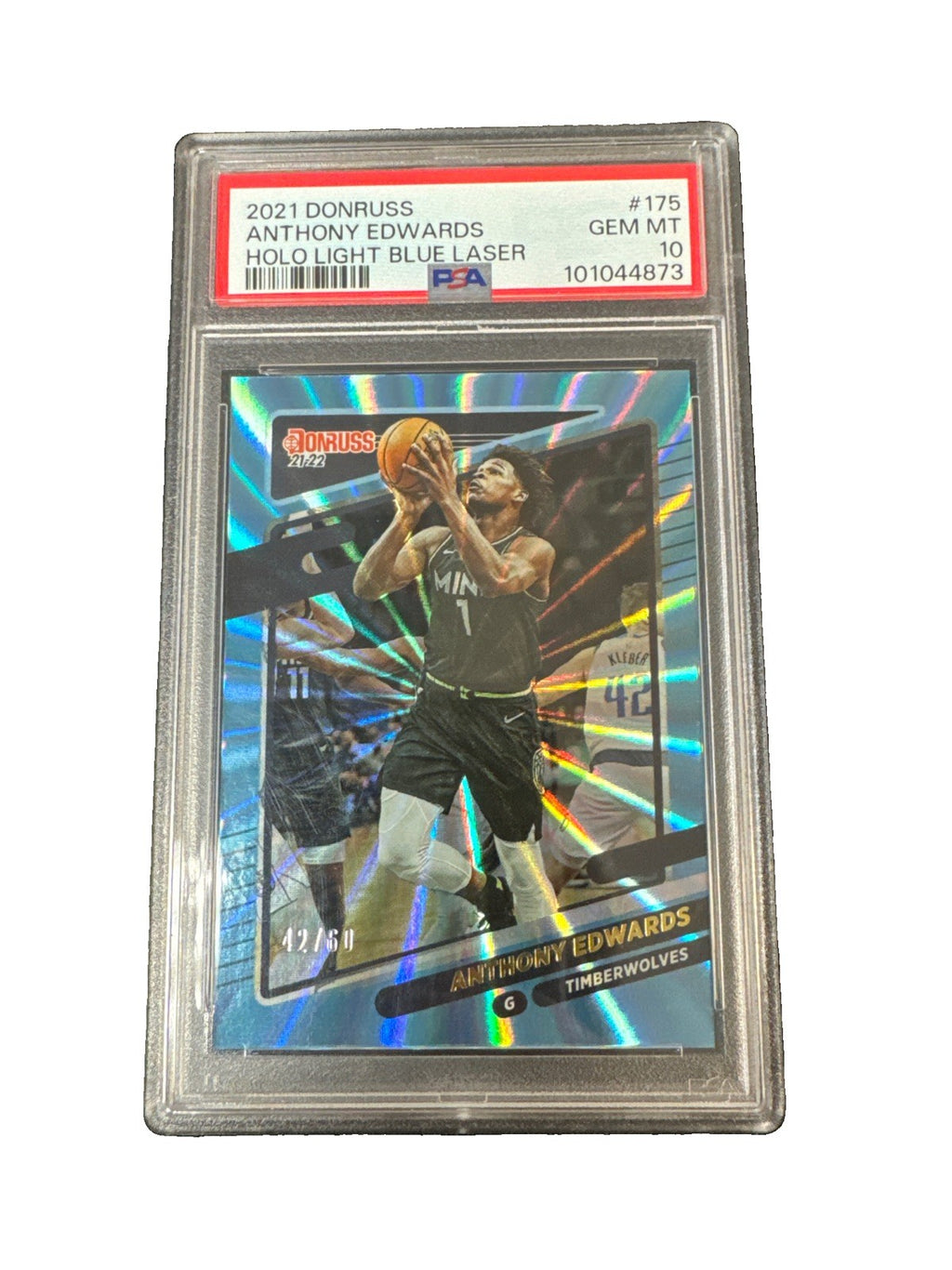 2021 Donruss Anthony Edward’s Holo Light Blue Laser /60 PSA 10