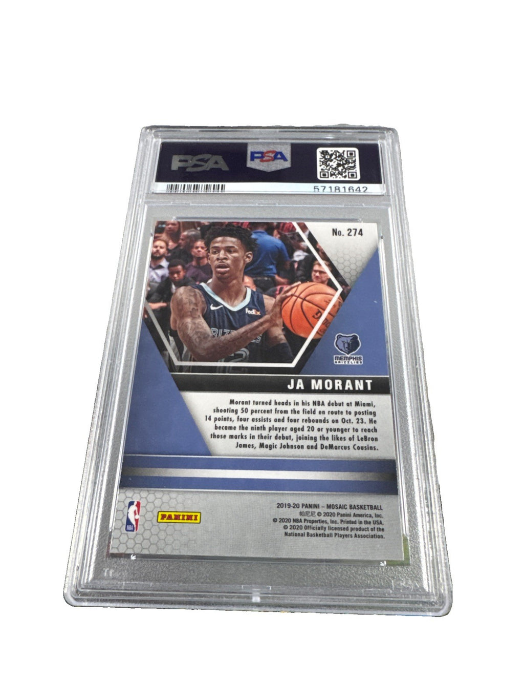 2019-20 Panini Mosaic - NBA Debut Ja Morant #274 (RC) PSA 10