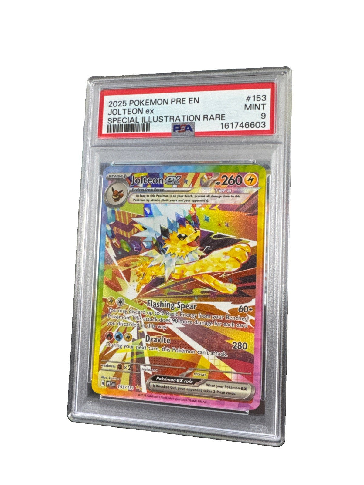 2025 Jolteon ex 153/131 Sv: Prismatic Evolutions Holo PSA 9