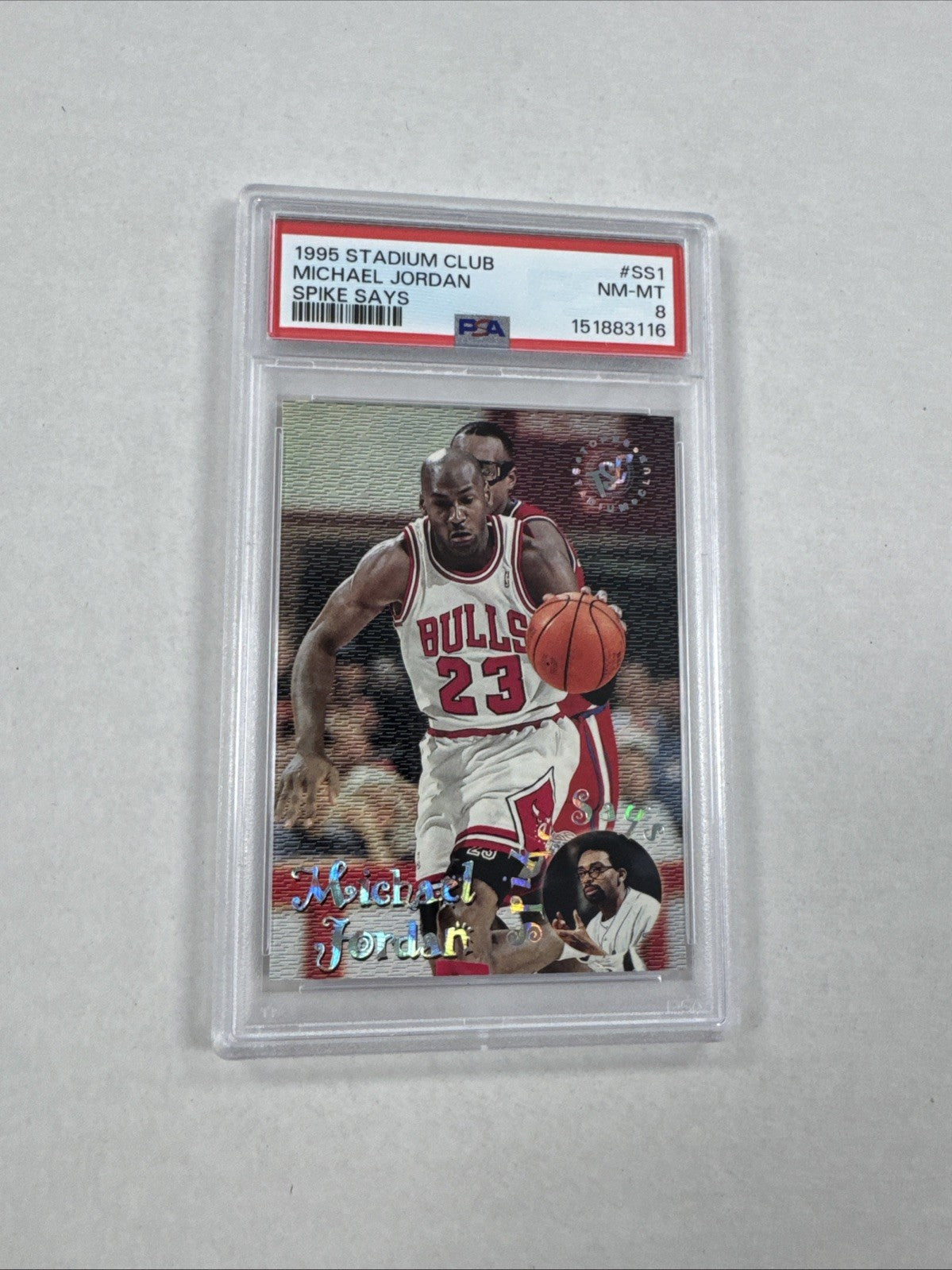 1995-96 Topps Stadium Club - Spike Says Michael Jordan #SS1 PSA 8