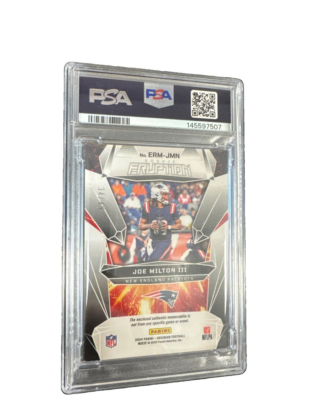 2024 Obsidian Joe Milton III Rookie Eruption Mat-Purple Patch /49