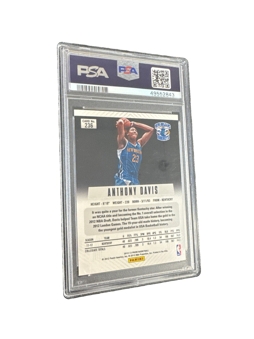 2012 Panini Prizm #236 Anthony Davis Rookie PSA 9