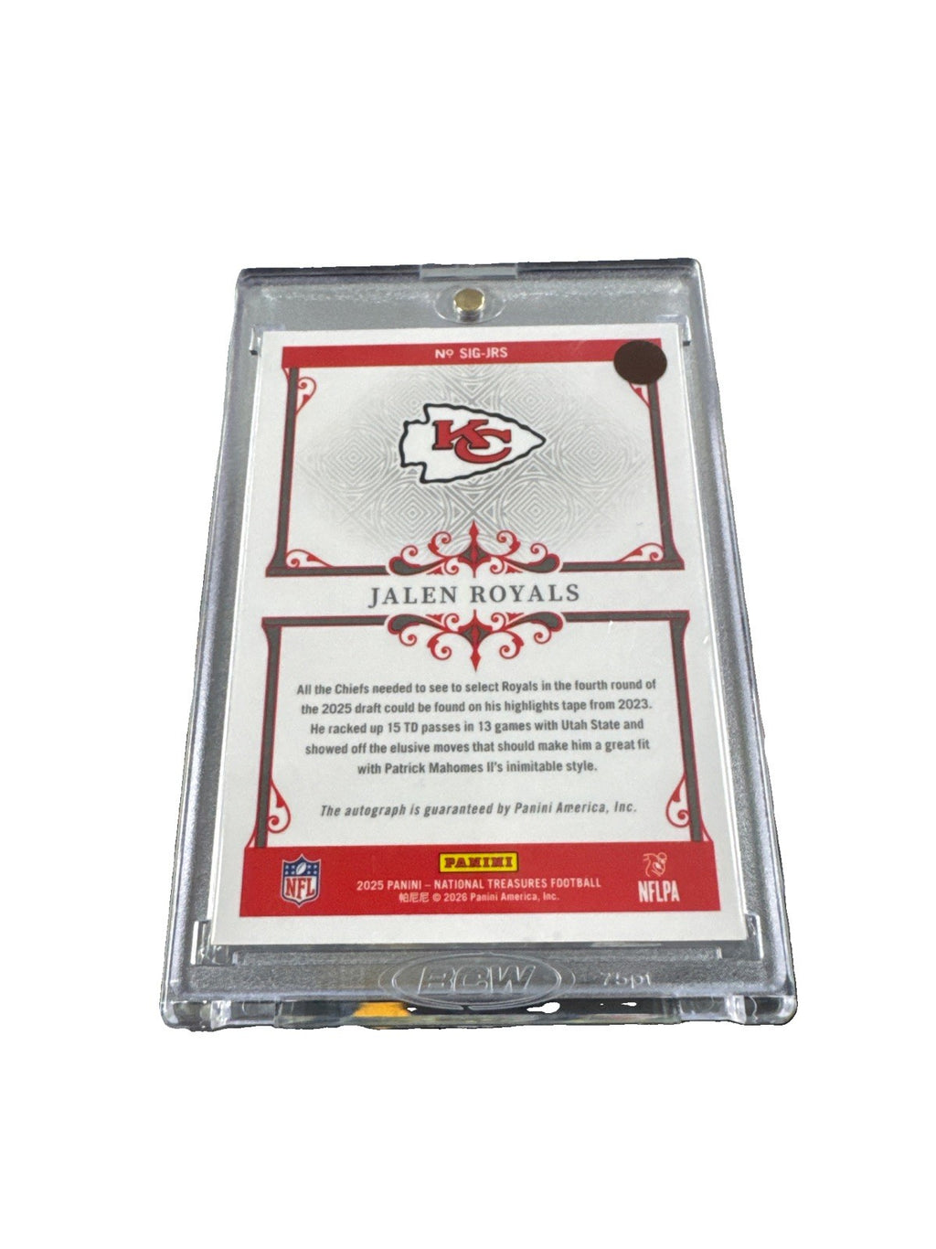 2025 Panini National Treasures - Signatures Jalen Royals #SIG-JRS /99 (AU, RC)