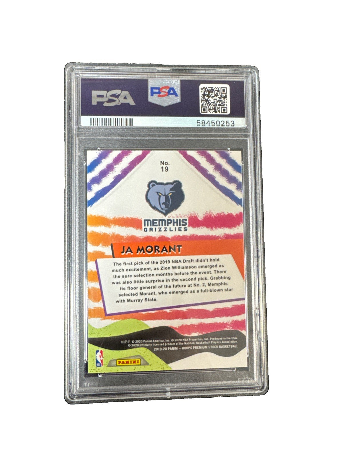 2019-20 Panini NBA Hoops Premium Stock - We Got Next Ja Morant #19 (RC) PSA 10